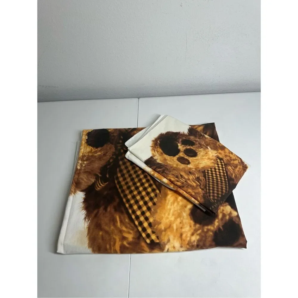 Vintage Rare Set  Duvet/Pillowcase Teddy Bear Print Cotton Made in Germany *Note